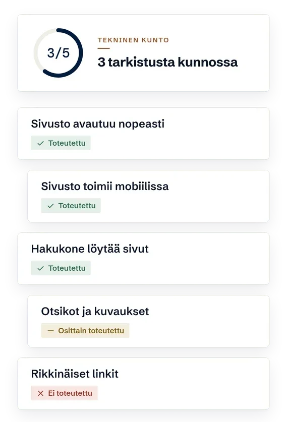 Hakukoneoptimointi tekninen kunto haku digital 2